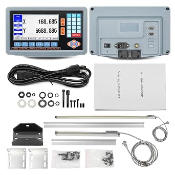 2-Axis Digital RPM Linear Scale Encoder DRO Kit 350mm+700mm | Compatible with CNC Milling Machine Metal Lathe, With Instruction Manual