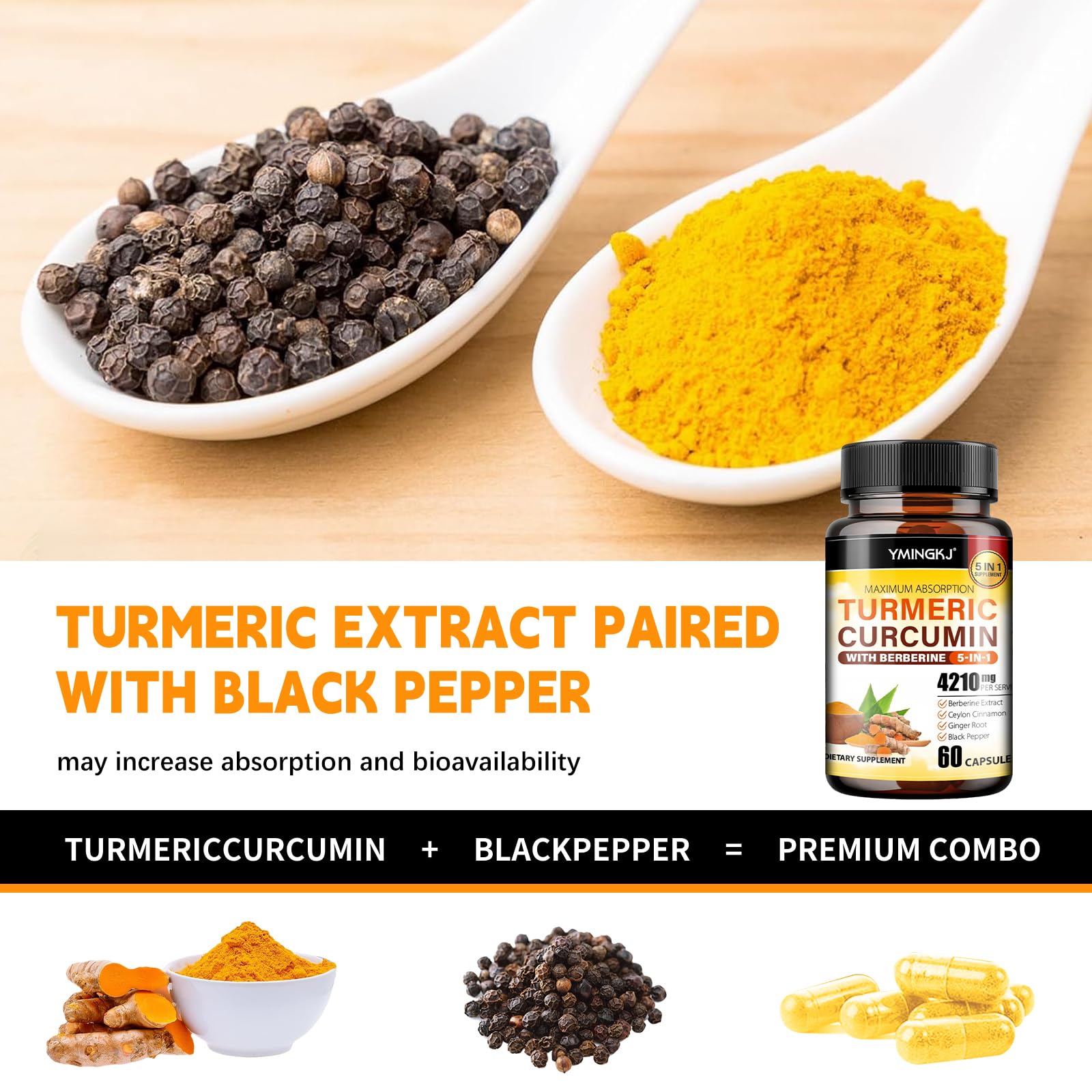 Turmeric Complex, Black Pepper, Berberis, Ceylon Cinnamon, Ginger, 3 Pack — Amazon image 5