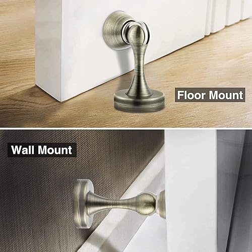 Vista 40 de KOLAKO Topes de puerta, topes de puerta magnéticos, montaje en pared en el suelo, soporte de puerta magnético resistente, cierre suave, tope de Gris