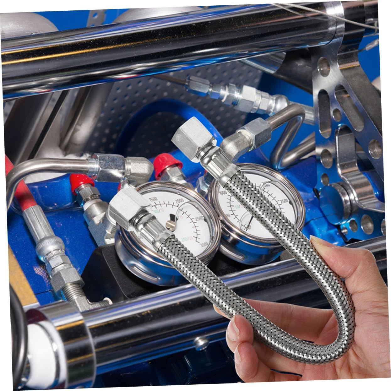 Kichvoe Pneumatic Hose for Air Compressor Stainless Steel Hose Replacement Compatible Air Tools for Garage and Industrial Use