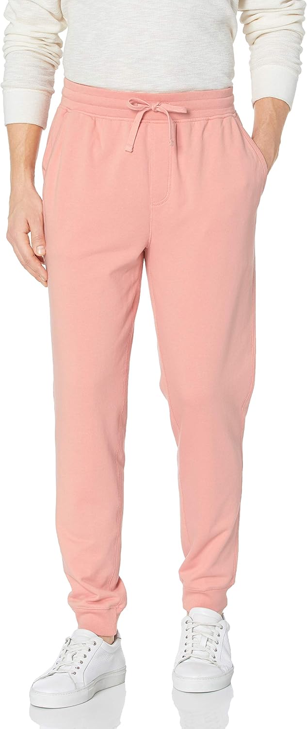 Goodthreads Men's Lightweight French Terry Jogger Pant, Coral Pink, Medium