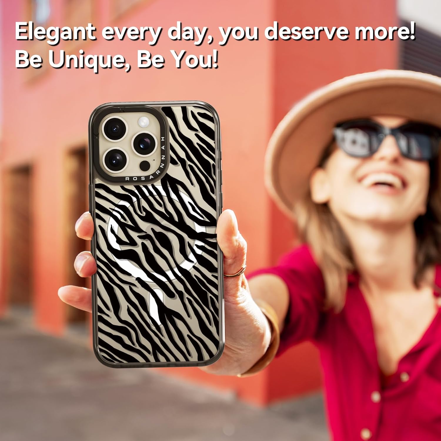 Magnetic for iPhone 15 Pro Max Magsafe Case Cute Aesthetic - Durable Shockproof 6.6 ft Drop Impact Phone Case Cover with Funny Fashion Black Zebra Print 6.7" Black