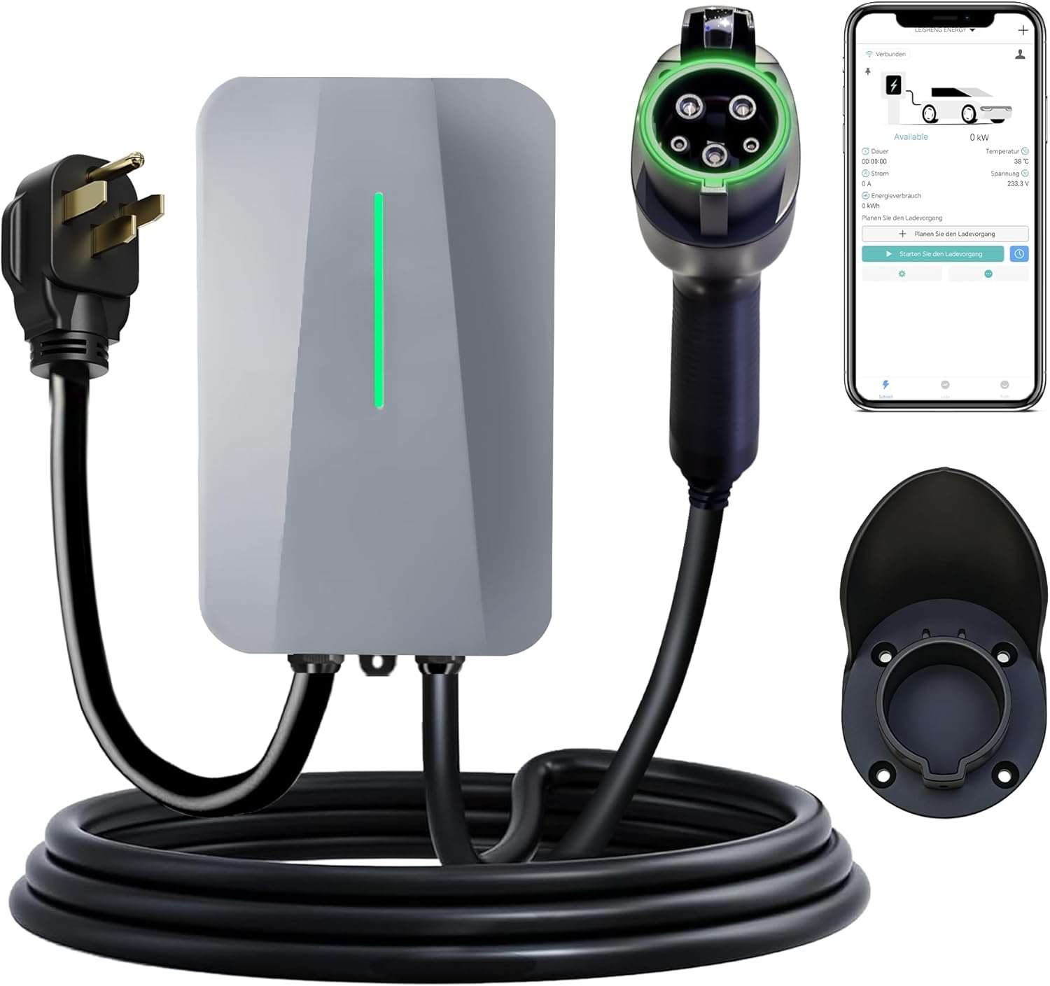 Level 2 EV Charger 48A, 240V Home EV Charger for J1772, NEMA 14-50 Plug (40A) or Hardwired, 25FT Cable, IP65 Waterproof, Indoor/Outdoor