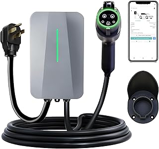 Level 2 EV Charger for J1772, 240V Electric Car Charger, NEMA 14-50P 48A Plug, 25FT Cable, IP65, APP