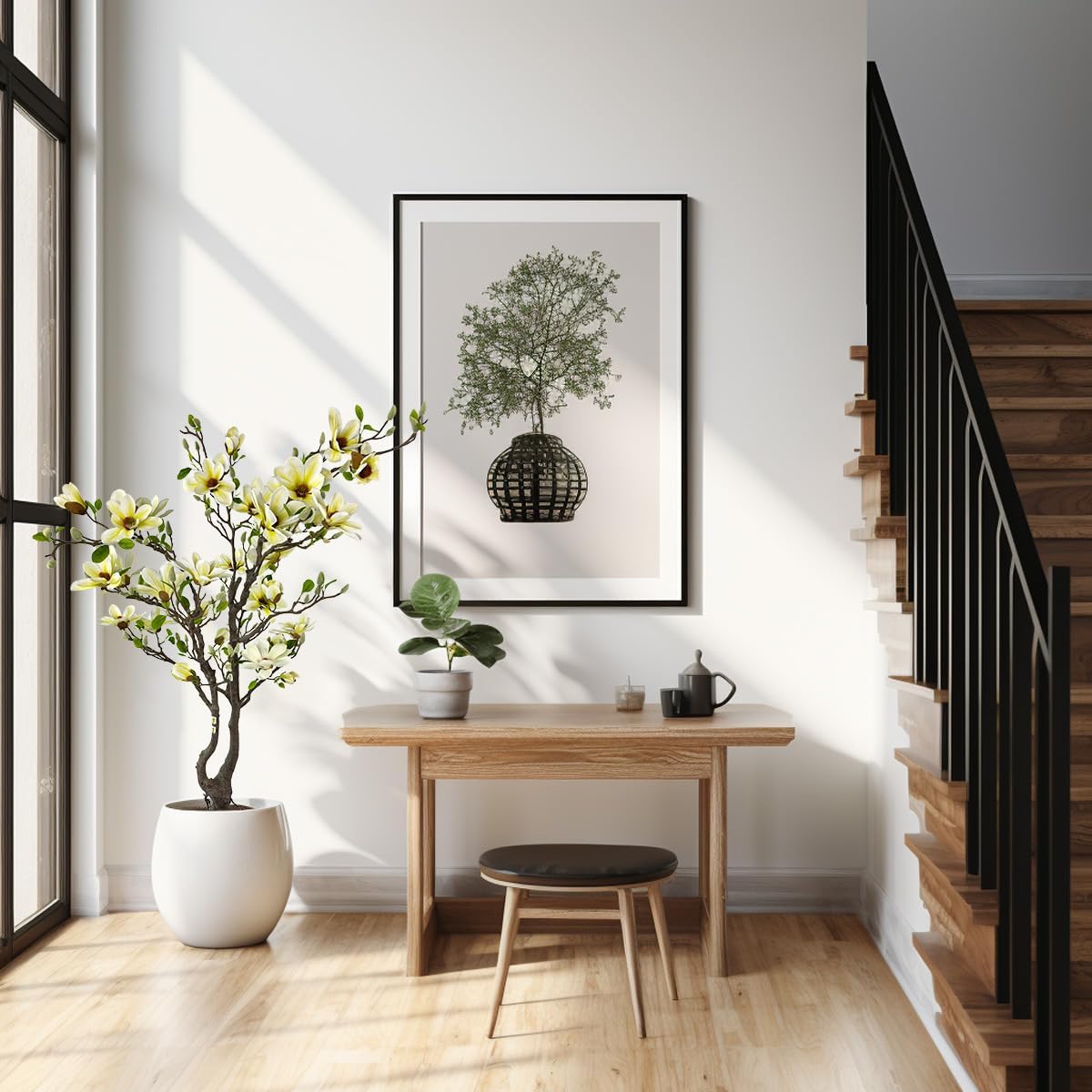 5ft White Artificial Magnolia Tree - Lifelike Faux Tree for Indoor/Outdoor Decor - Perfect for Home, Porch, or Office (1, White, 5ft) - Image 5