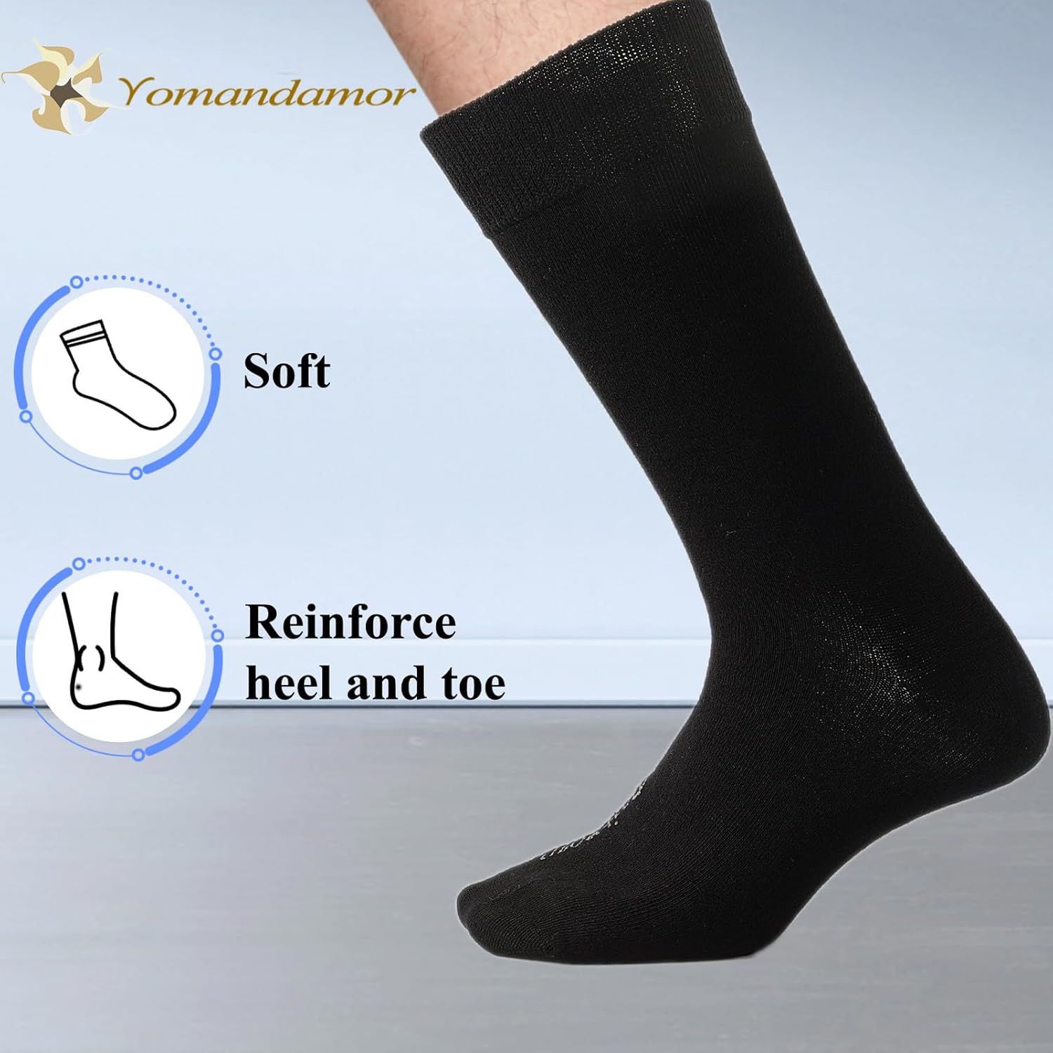 Yomandamor Men's 5 Pack Mid-Calf Dress Socks,Size 10-13 - Image 2