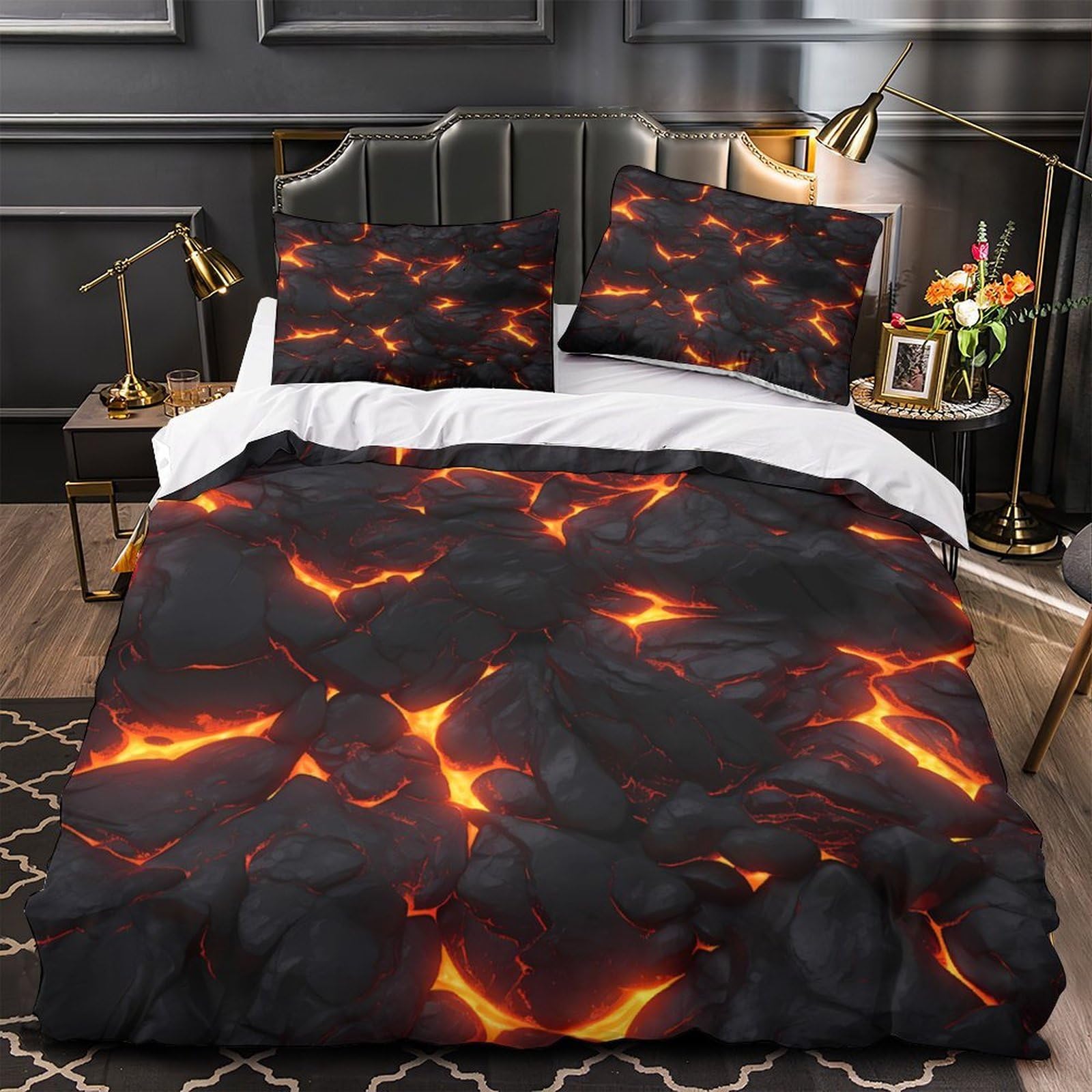 Housse de couette vintage camionnette 200x200 cm avec taies en microfibre pour lit double