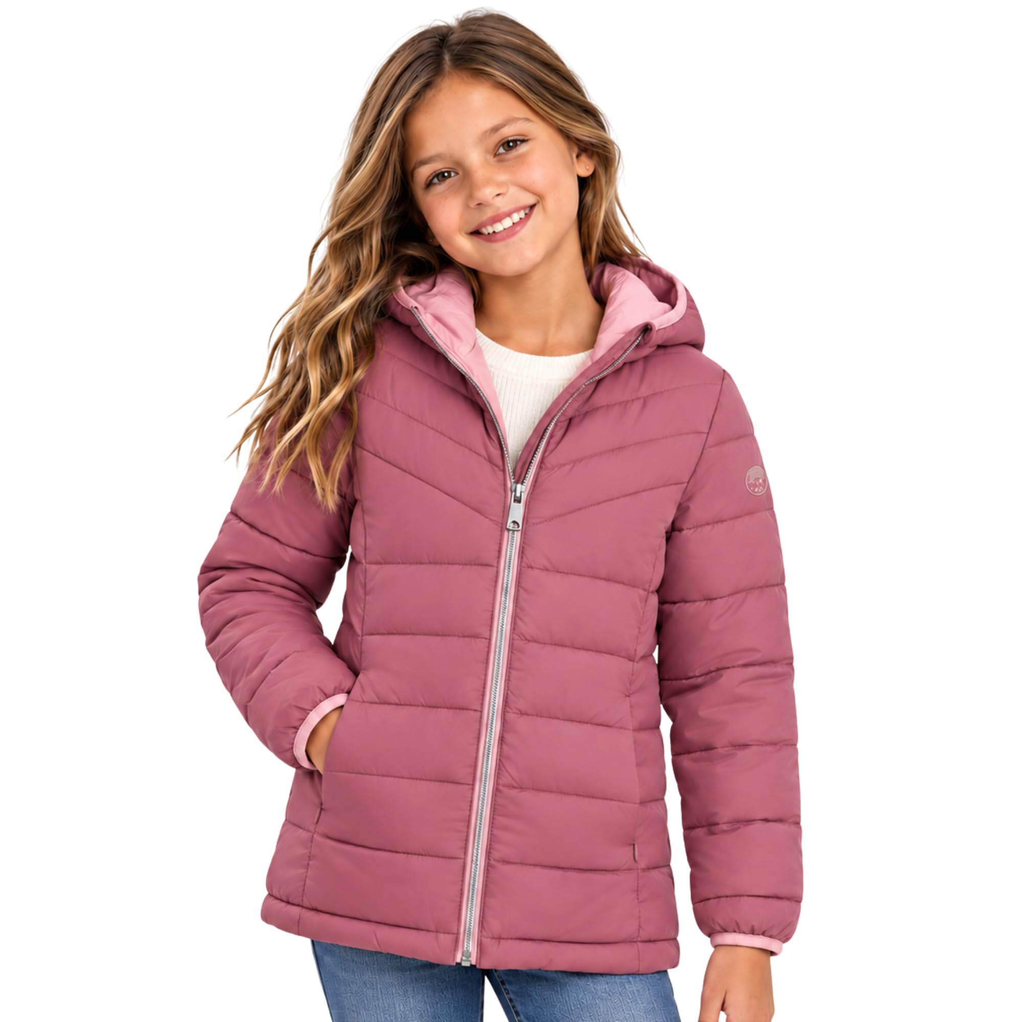 Girls Puffer Jacket - Lightweight Packable Quilted Winter Coat