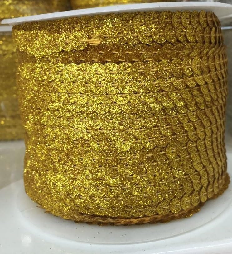 スパンコールロール 100 ヤード 6mm ゴールド スパンコール ロール トリム 工芸品やカード作りに最適 フラットスパンコール