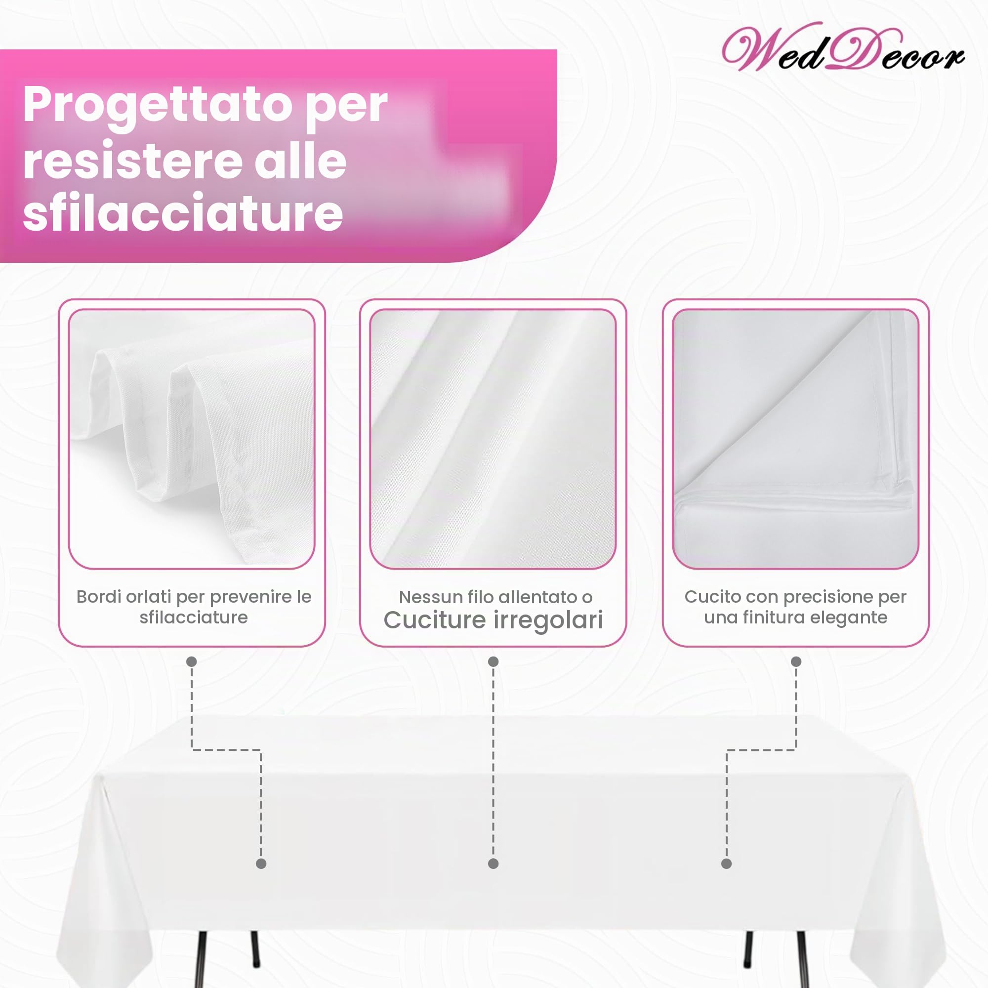 Wedding Supply Tovaglia rettangolare in cotone e poliestere per matrimoni, cene e feste di compleanno,228,6 x 396,2 cm, Tessuto, Pack of 10, Bianco