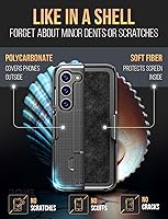 Vista 3 de Funda diseñada para Samsung Galaxy S23 con funda de clip para cinturón, funda de teléfono con función atril, color negro