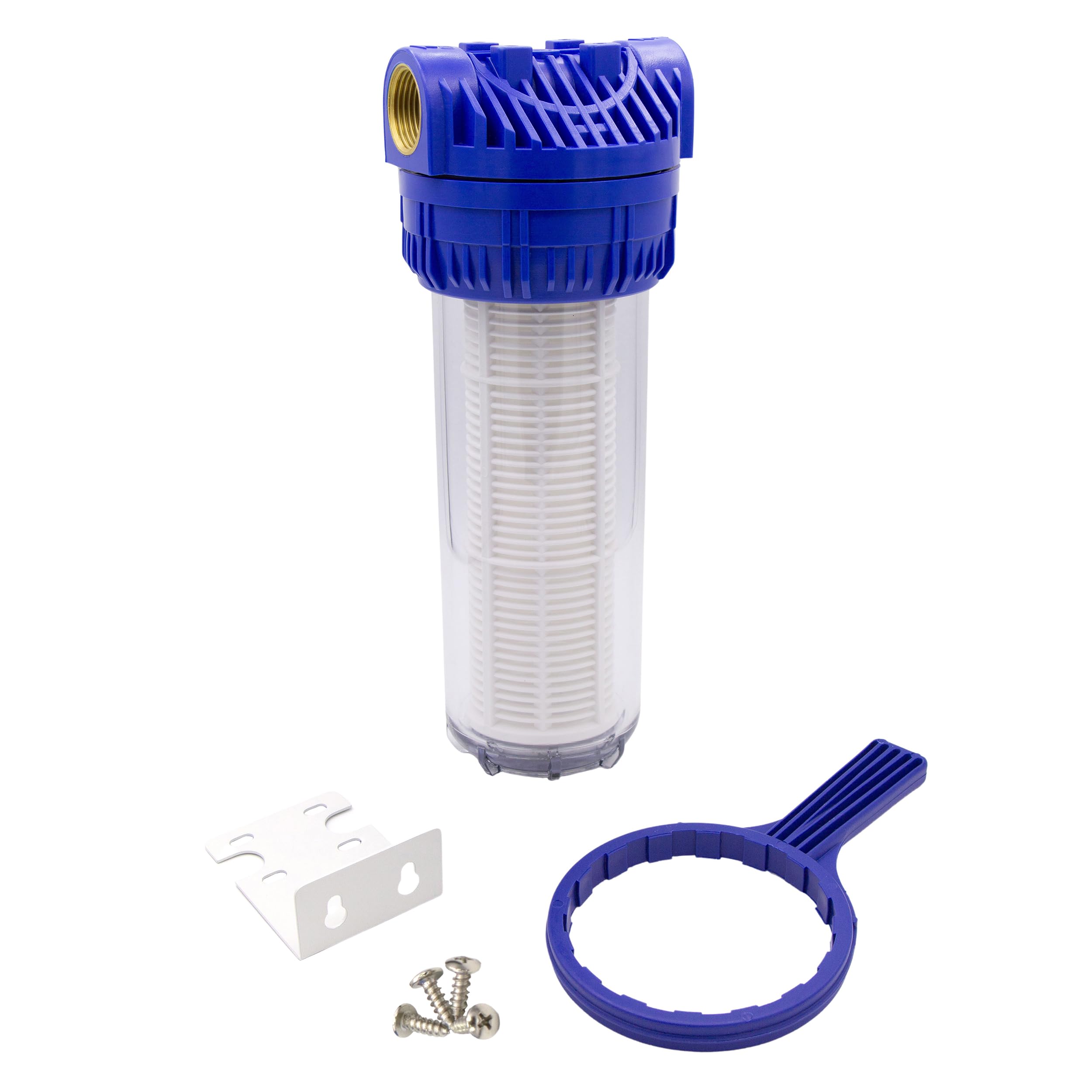 VARIOSAN Prefiltro (10 pulgadas) para bombas y plantas de agua doméstica 18434, rosca interior de 1", 8 bar, caudal de 6000 l/h, ancho de malla de 0,06 mm