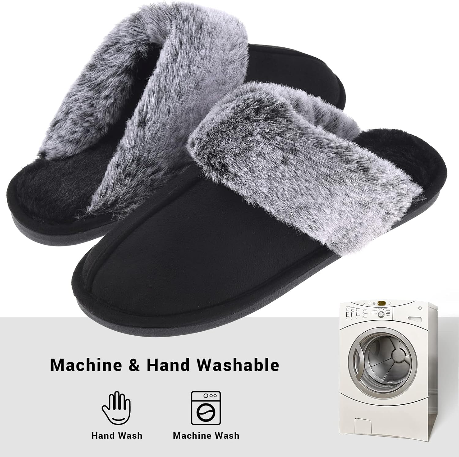 Women's Comfy Faux Fur Scuff Slippers Micro Suede Memory Foam Slip on Fuzzy Slide House Shoes Anti-Skid Sole - Image 5