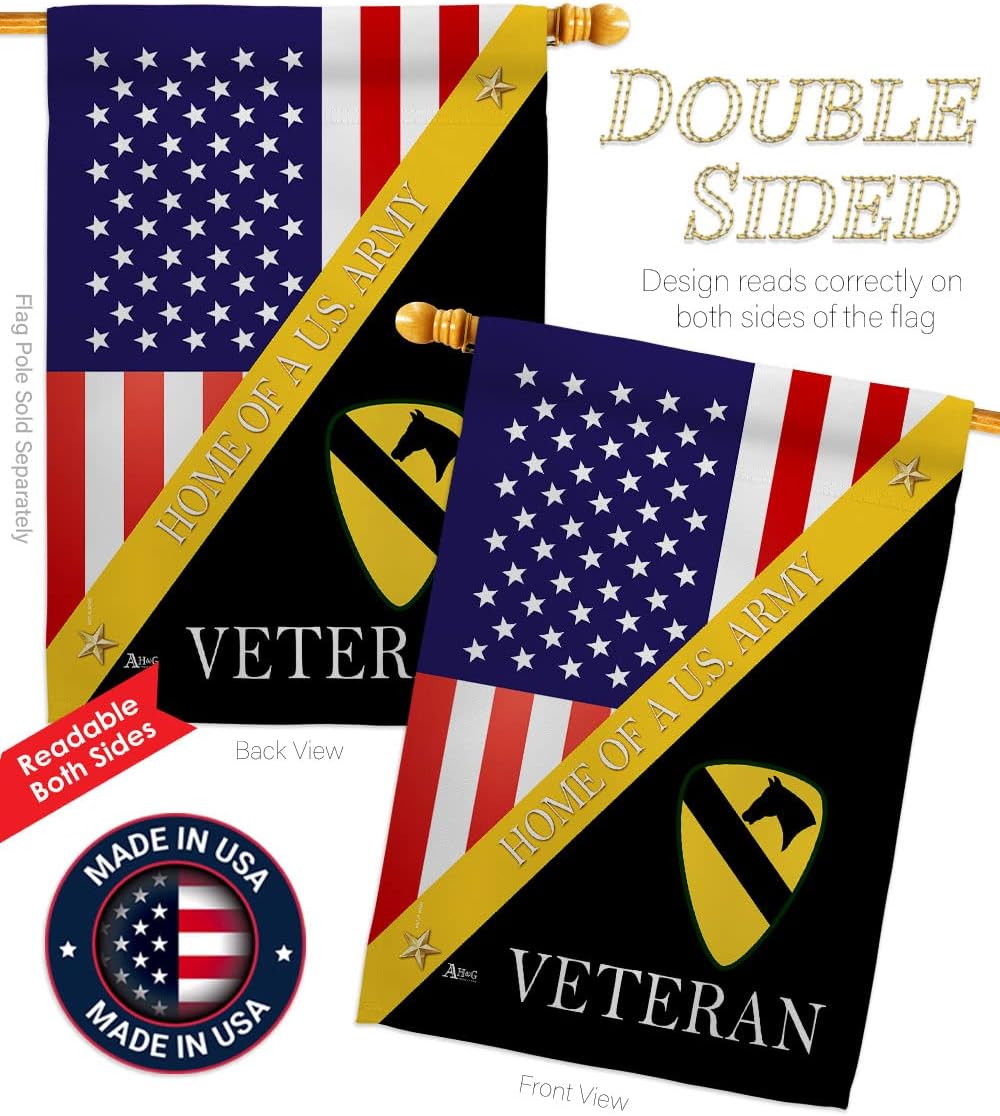 Americana Home & Garden Home of 1st Cavalry Division House Flag Armed Forces Army Rangers United State American Military Veteran Retire Official Banner Small Garden Yard Gift Double-Sided, Made In USA
