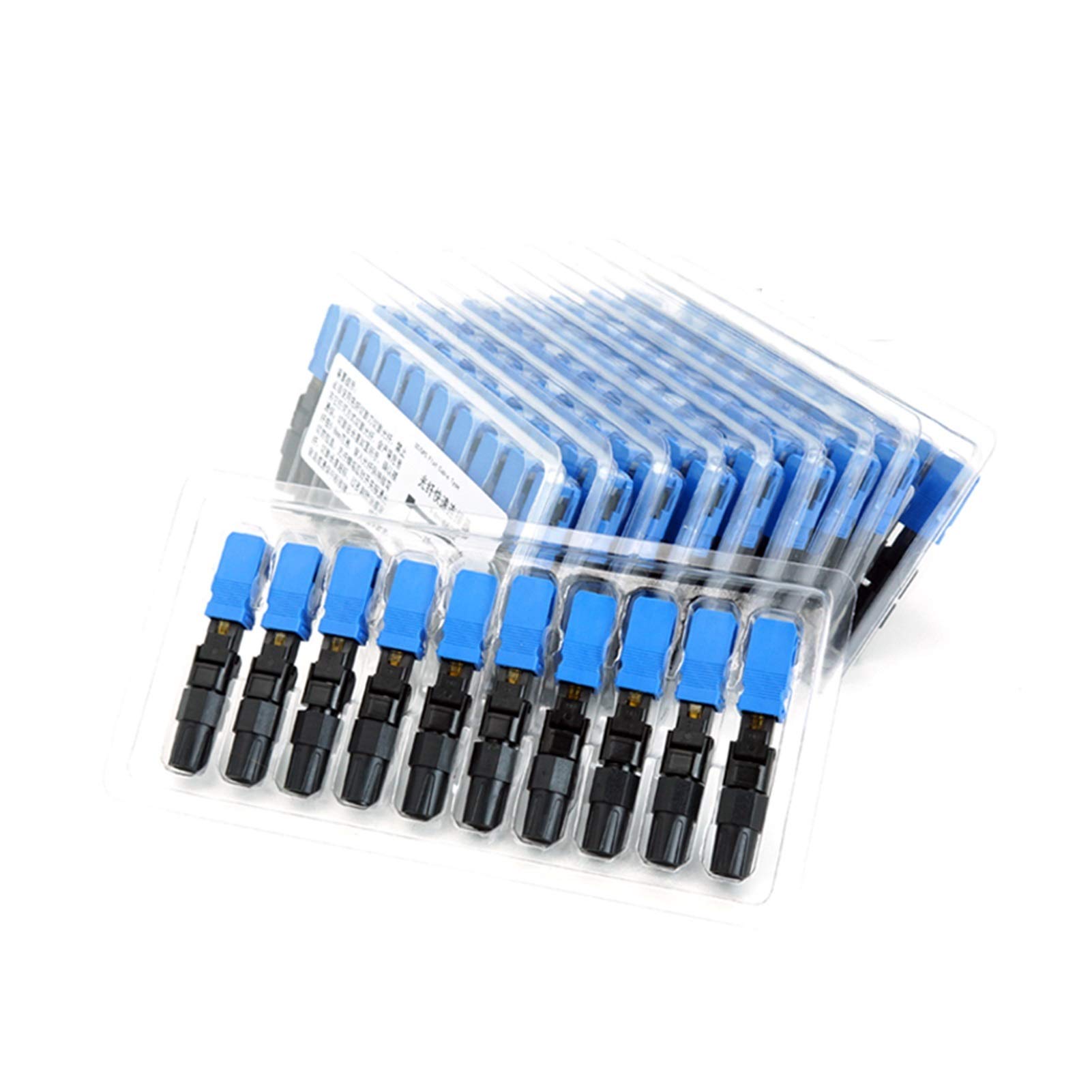 Xiaohu Adaptateur de convertisseur à Fibre Optique 100pcs/boîte 0.3db SC Connecteur Rapide de Fibre Optique UPC 100 SC Connecteur Rapide Bleu Fibre Optique Fibre Fibre SC Conn connecteur Rapide