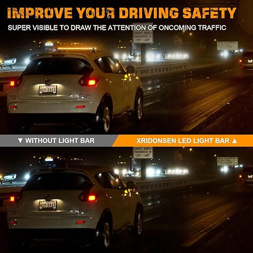 Miniatura 2 de XRIDONSEN Barra de luz estroboscópica LED de 37 pulgadas, 104 luces LED para asesor de tráfico, luz ámbar de asesor de tráfico, advertencia de