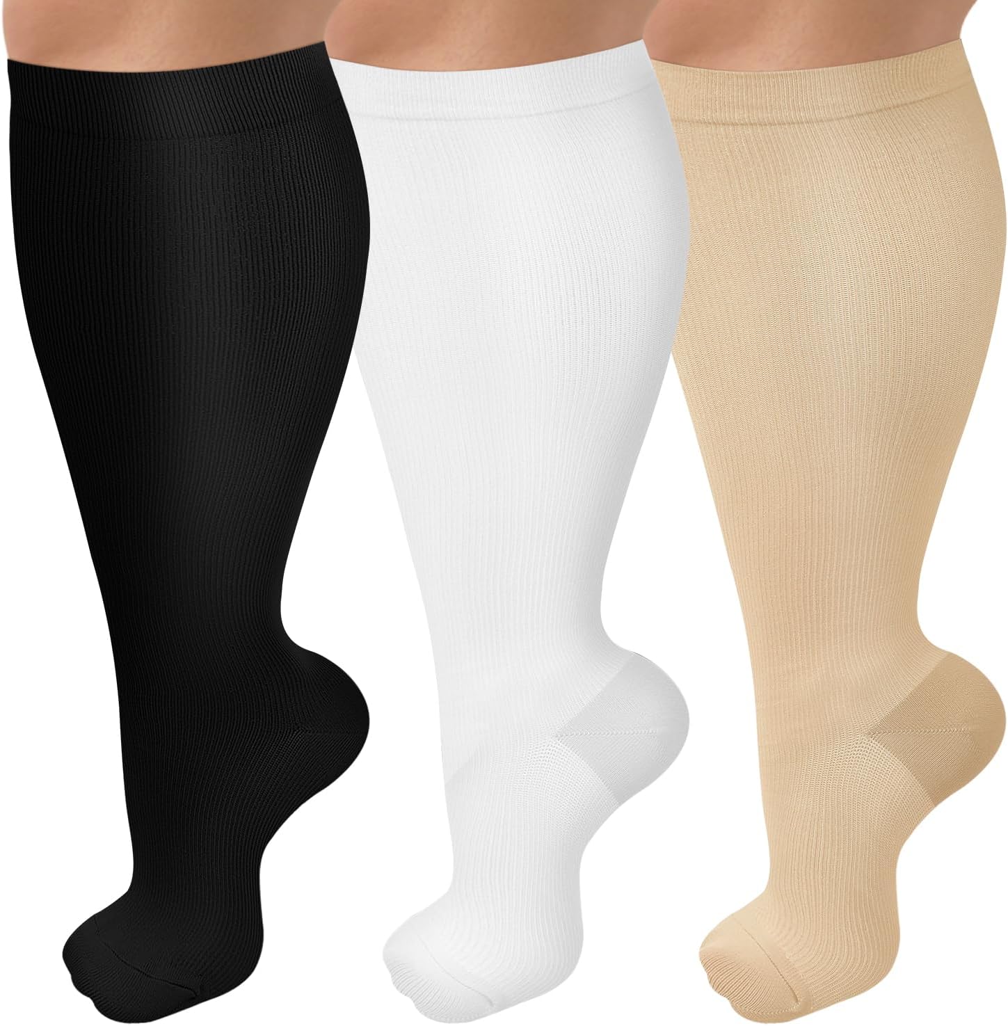 CTHH Wide Calf Compression Socks for Women Men Plus Size Knee High Stocking