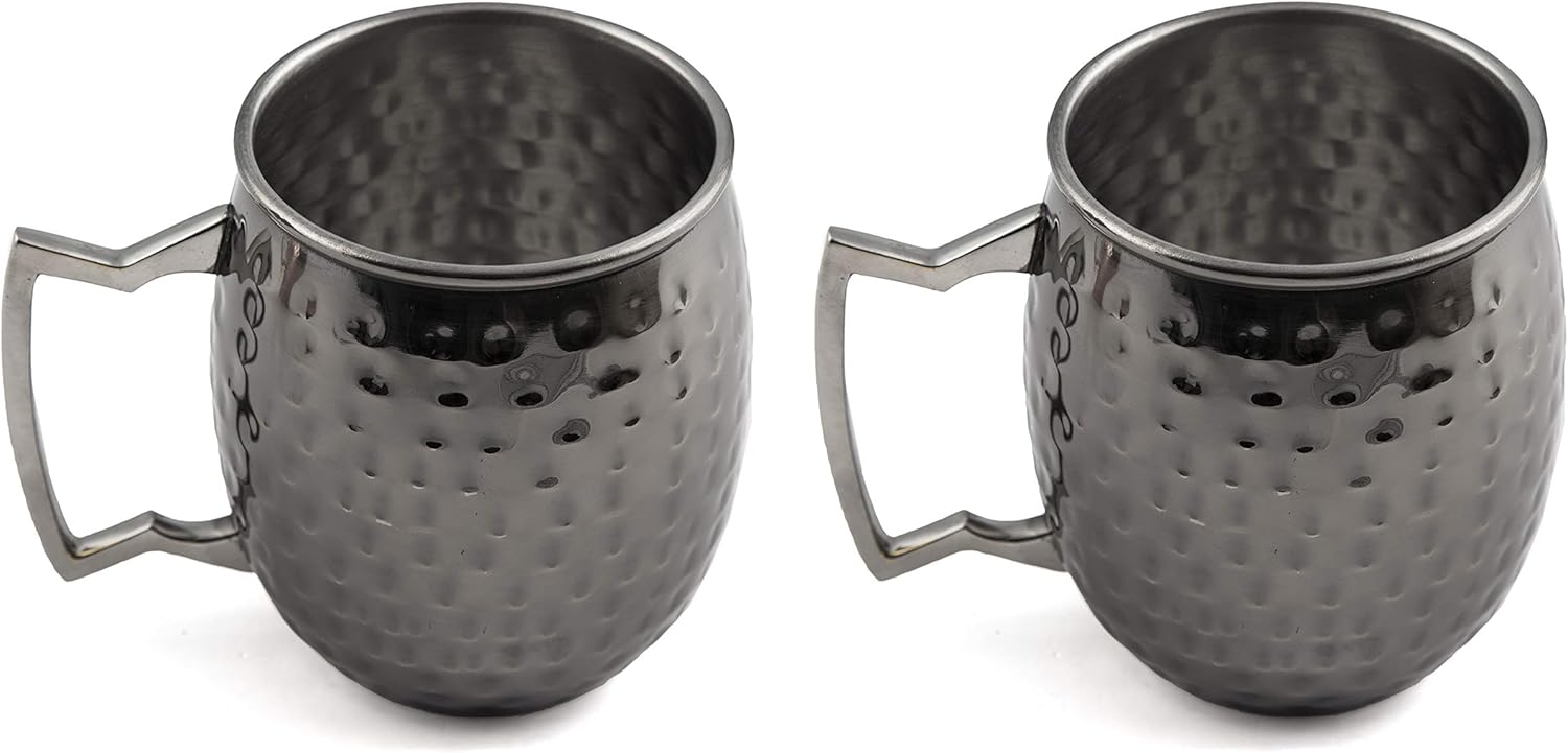 Cambridge Hammered Black Silversmiths Moscow Mule, Set of 2, 20 Ounce, 2 Count (Pack of 1)
