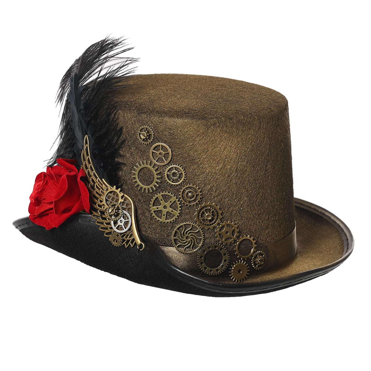 GRACEART Unisex Steampunk Top Hat Halloween Costume Hat Fancy Dress Accessory With Goggles and Gears (Style-i, L-61cm) — image 1