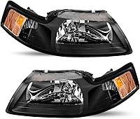 Vista 11 de JSBOYAT Par de montaje de faros delanteros para Ford Mustang 1999-2004 [tipo halógeno de fábrica] Par de repuesto de faros delanteros estilo OE