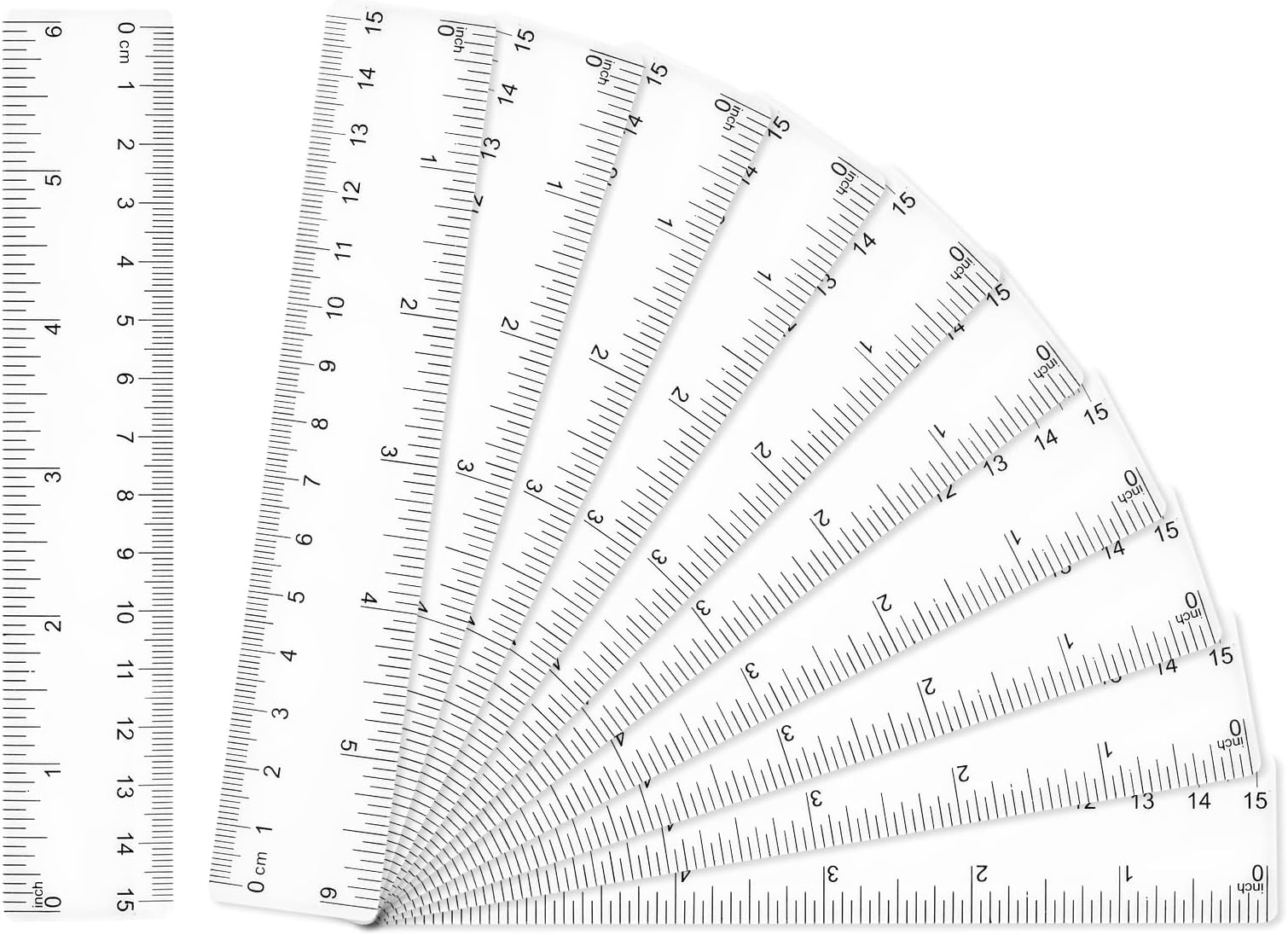 cobee Plastic Clear Rulers, 10 Pcs 6 Inch Transparent Straight Ruler with Inches/Centimeters Mini Shatterproof Rulers Measuring Tool for Kids Students School Classroom Office Supplies