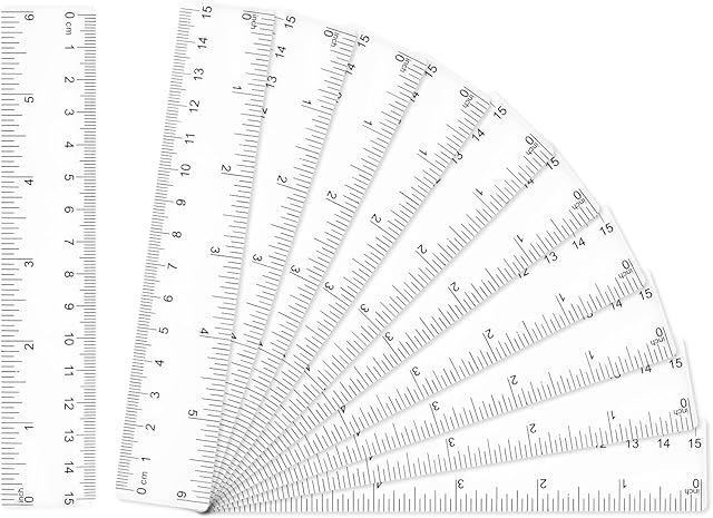 cobee Plastic Clear Rulers, 10 Pcs 6 Inch Transparent Straight Ruler with Inches/Centimeters Mini Shatterproof Rulers Measuring Tool for Kids Students School Classroom Office Supplies