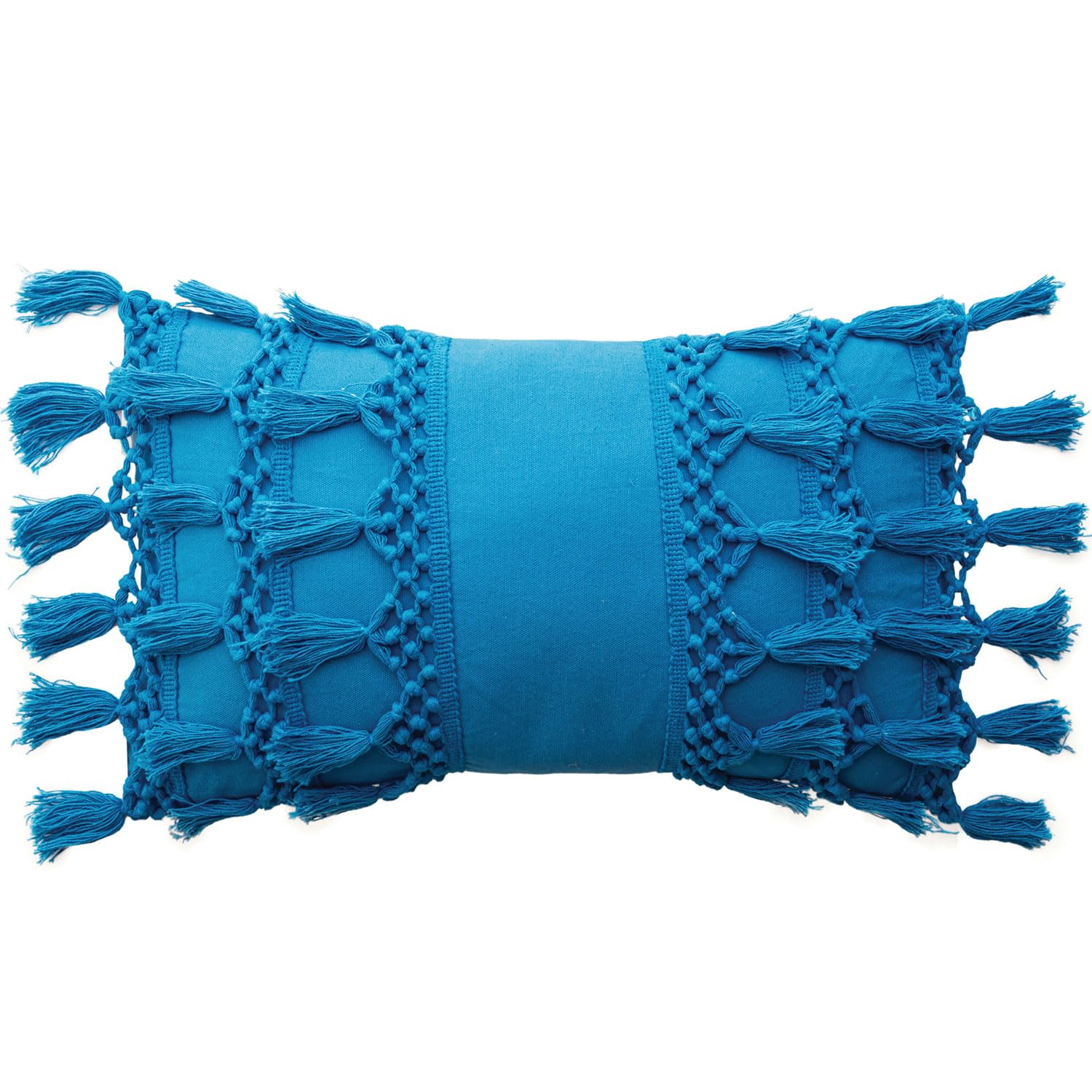 Coussin bleu caraïbes coton pour un salon esprit bord de mer