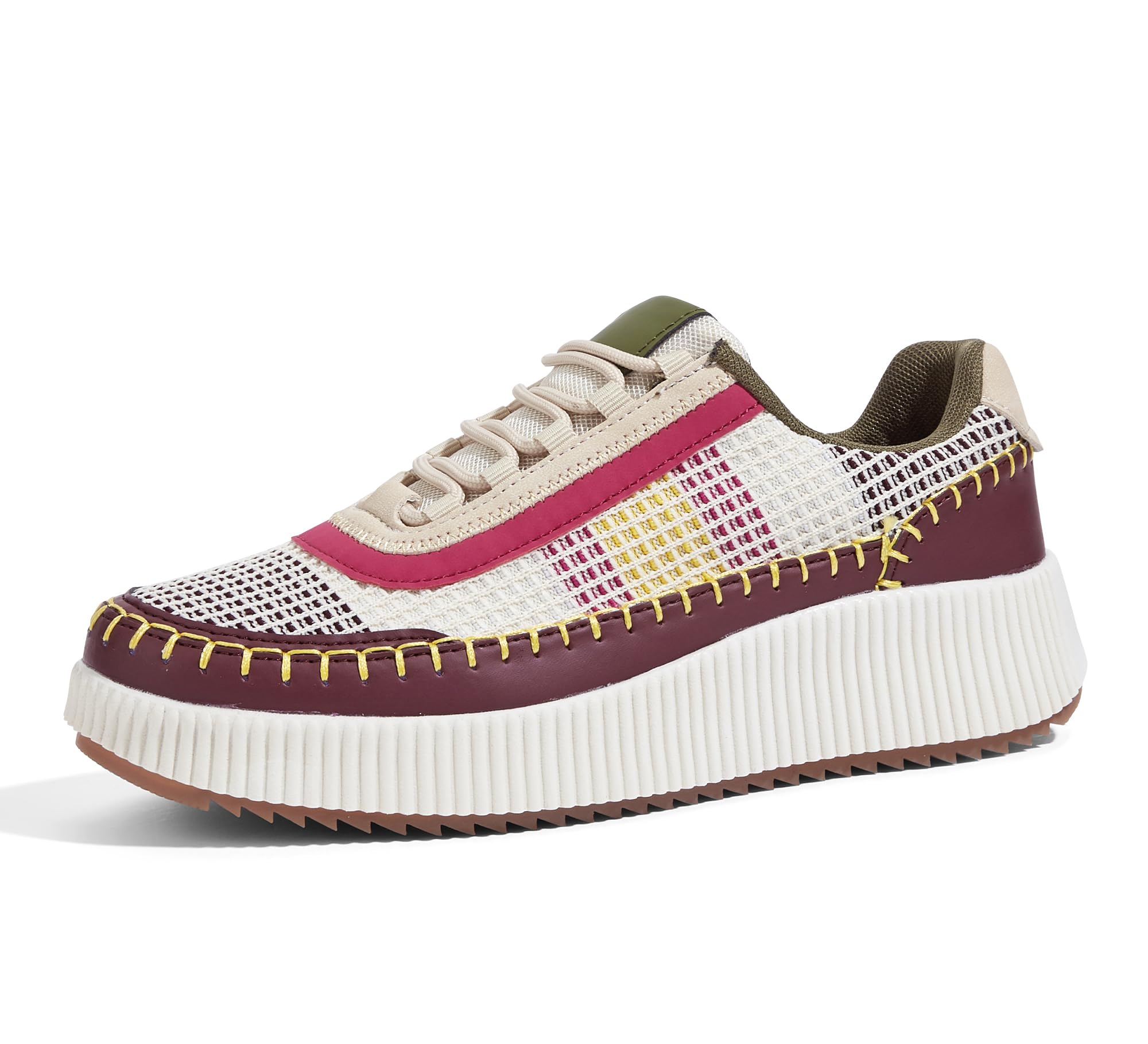 LUCKY STEP Women's Platform Sneakers Rhinestone Fashion Chunky Casual Sparkly Retro Braided Walking Shoes