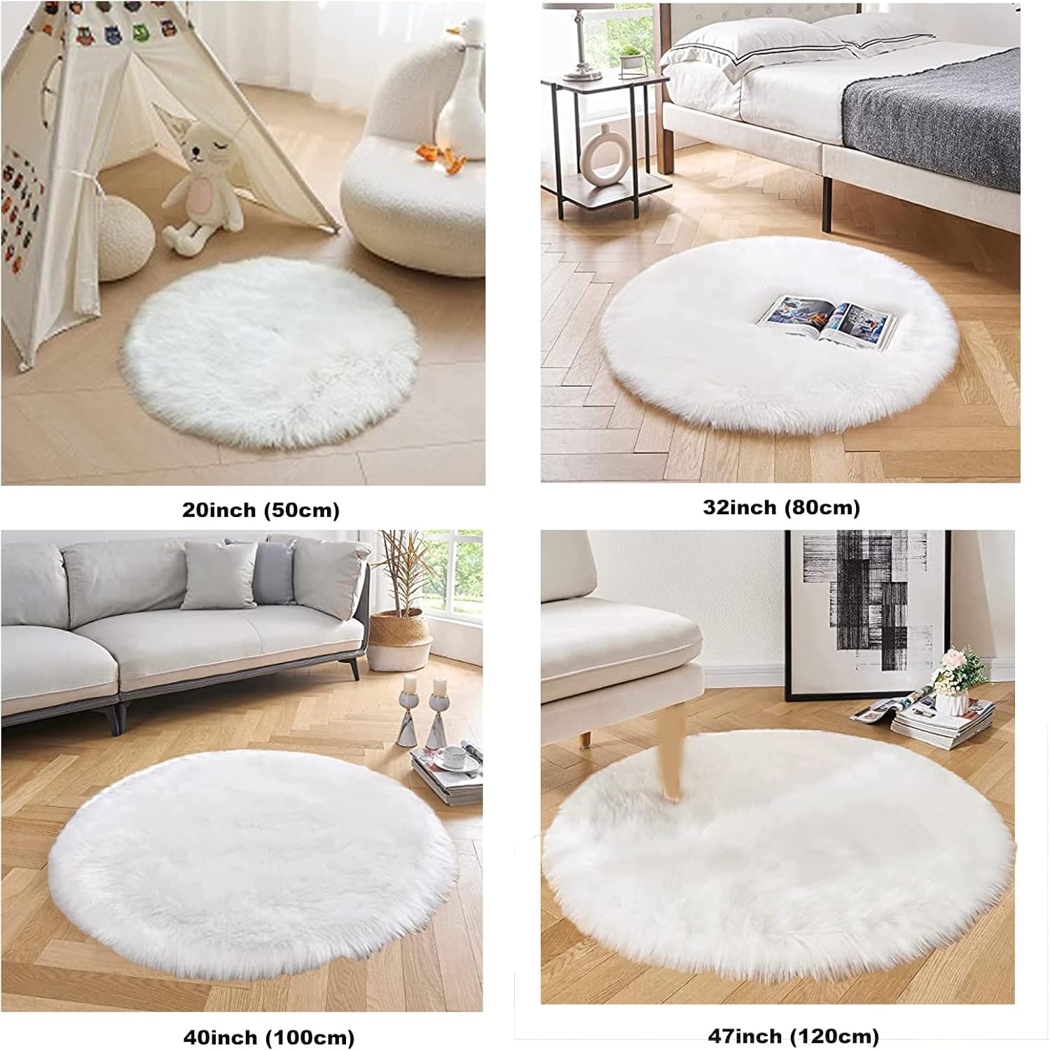 HARESLE Round Shaggy Rugs Fluffy Fur Area Rug Round Carpet Bedroom Living Room Floor Mat (Camel,100cm/Diam 40 in) - Image 4