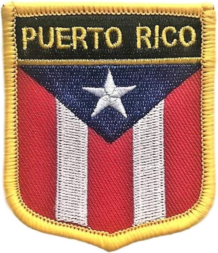 Puerto Rico Flag Shield Patch (Puerto Rican Iron/Sew On Crest)