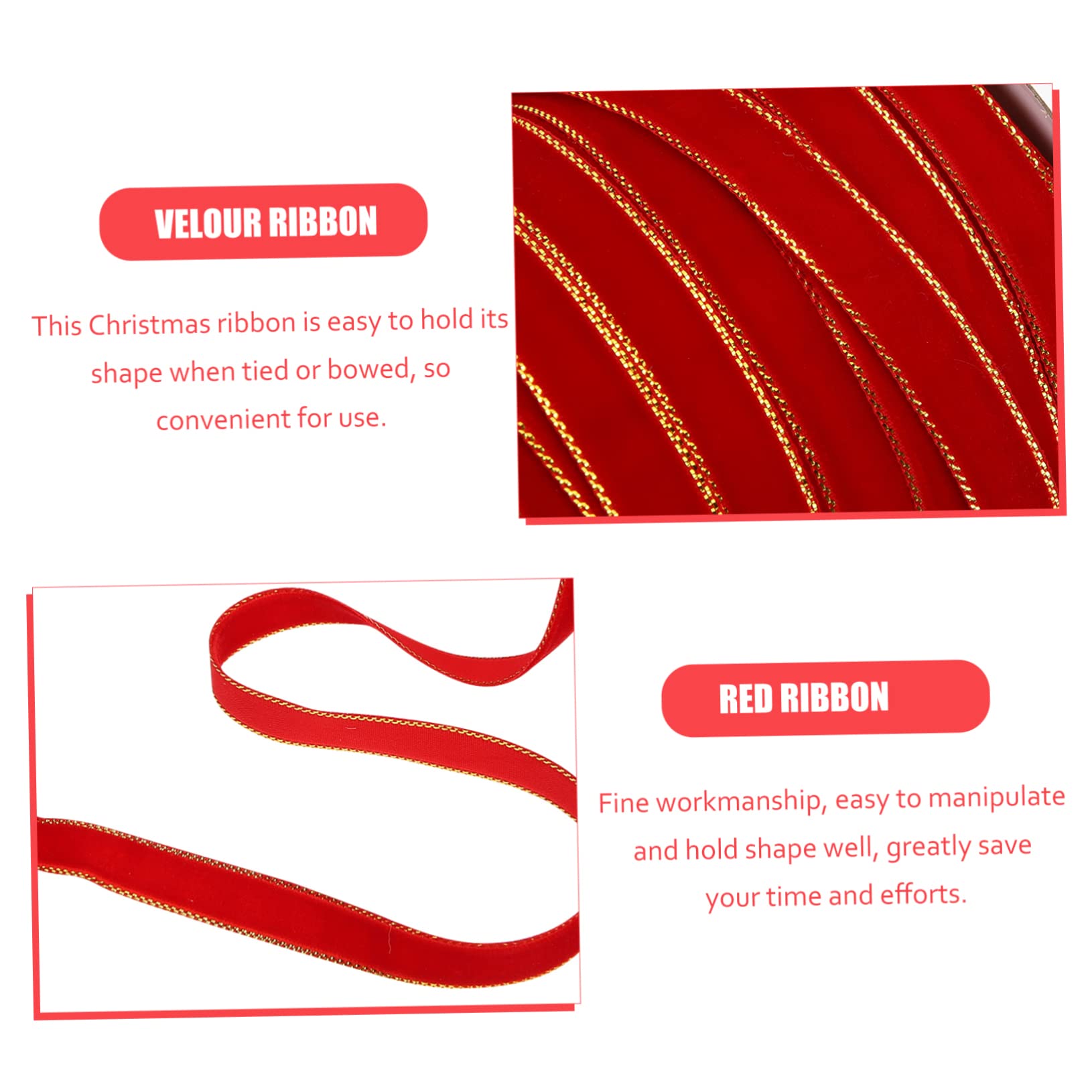 SHINEOFI 3rollen Velour Ribbon Für Weihnachtsdeko Yards Rot Für Bastelarbeiten Geschenkverpackungen Und -projekte Für Festliche Anlässe Und Dekorationen