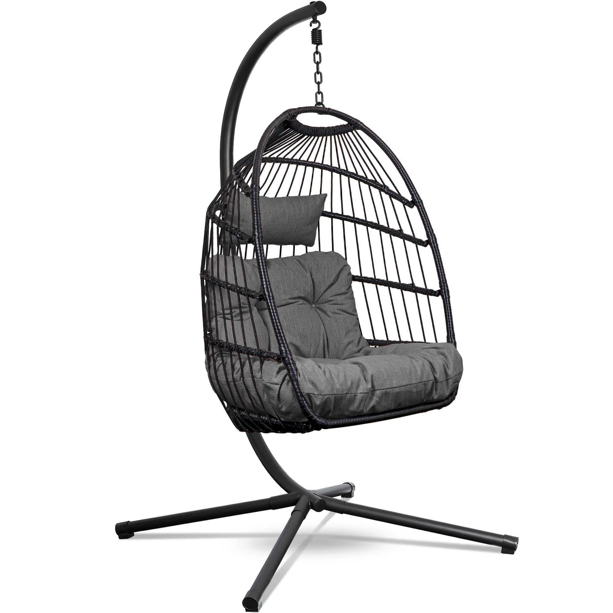 Swoods Silla Colgante de Huevo – Silla Colgante con Soporte – para Interior y Exterior – Incluye Cojines y Fundas – Silla de Huevo – Cocoon – Silla de Huevo – hasta 150 kg