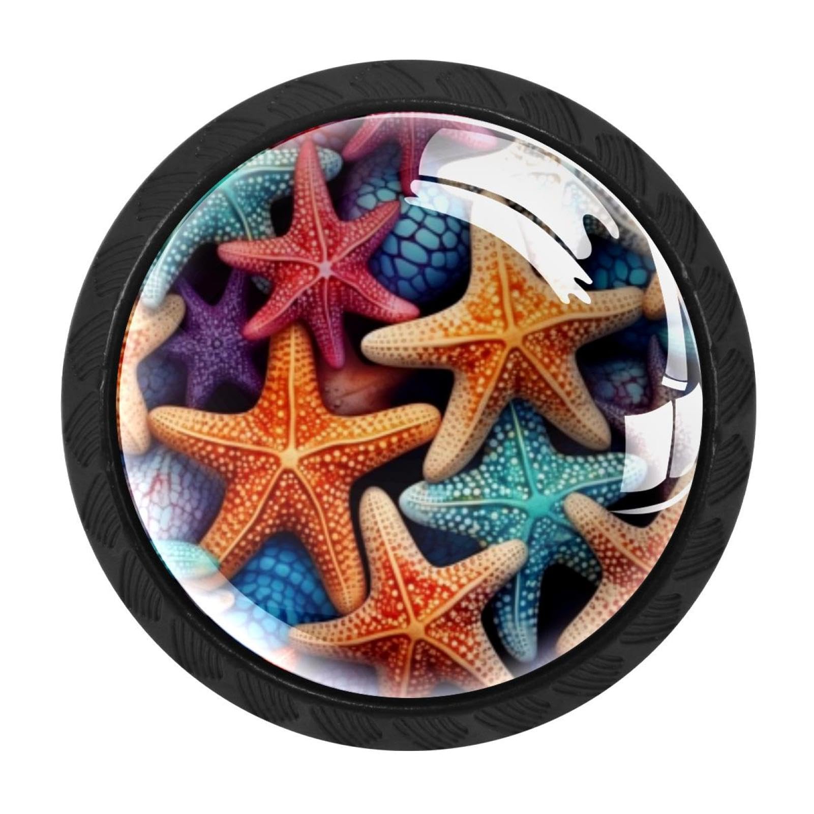 CHENZZZZ 4 Pieces Round Cabinet Knobs Rustic Dresser Knobs, Drawer Cupboard Wardrobe Cabinet Pulls Handles Hardware for Home Kitchen Furniture, Starfish