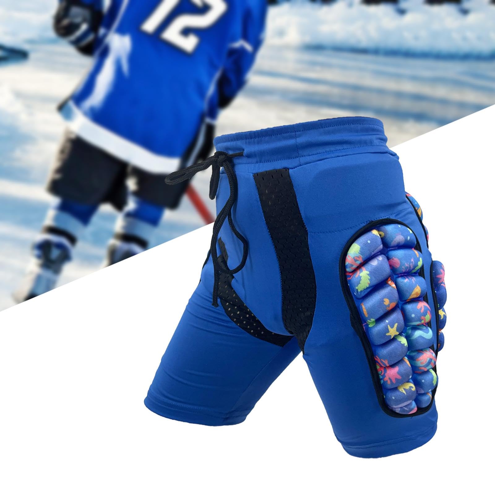 kowaku EVA Impact Shorts for Kids with Hip Protection for Outdoor Activities, Blue S