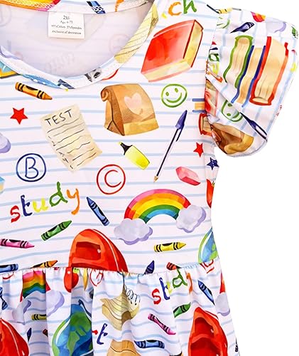 Miniatura 2 de Vestido de lápiz de manzana para niñas pequeñas, vestido casual de manga con volantes, vestido de verano