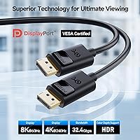 Vista 2 de Cable Matters Certificado VESA Cable DisplayPort 1.4 corto de 32.4 Gbps 3 pies, compatible con 8K 60Hz, cable DisplayPort 4K 240Hz 1.4