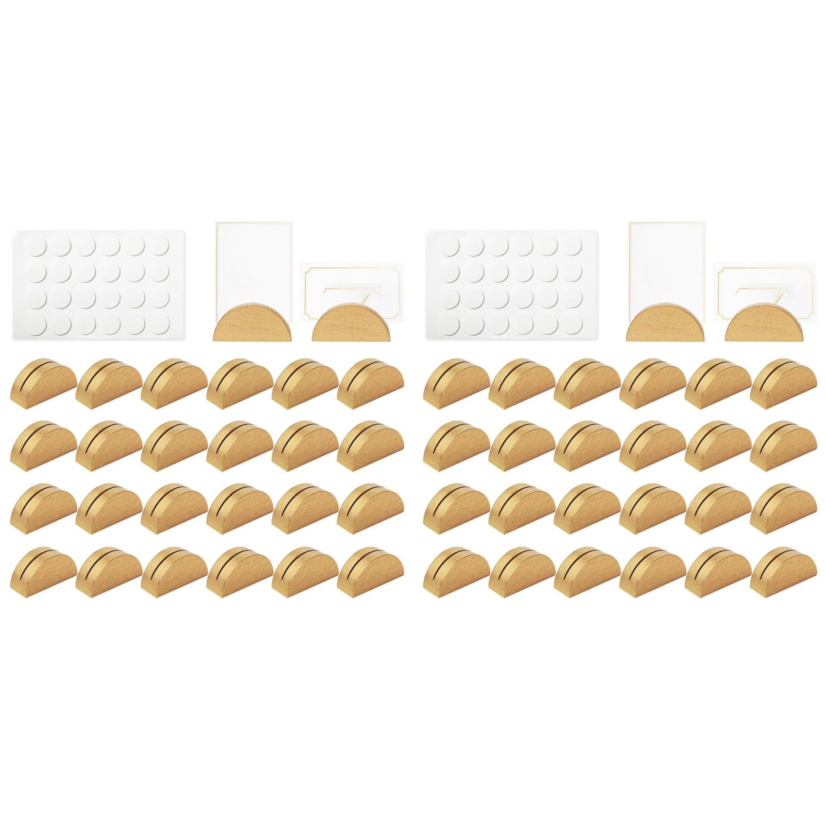 Jnchdghwa 48 Pieces Gold Wooden Place Card Holders, Semicircular Table Number Stands for Wedding Party Restaurant Decoration