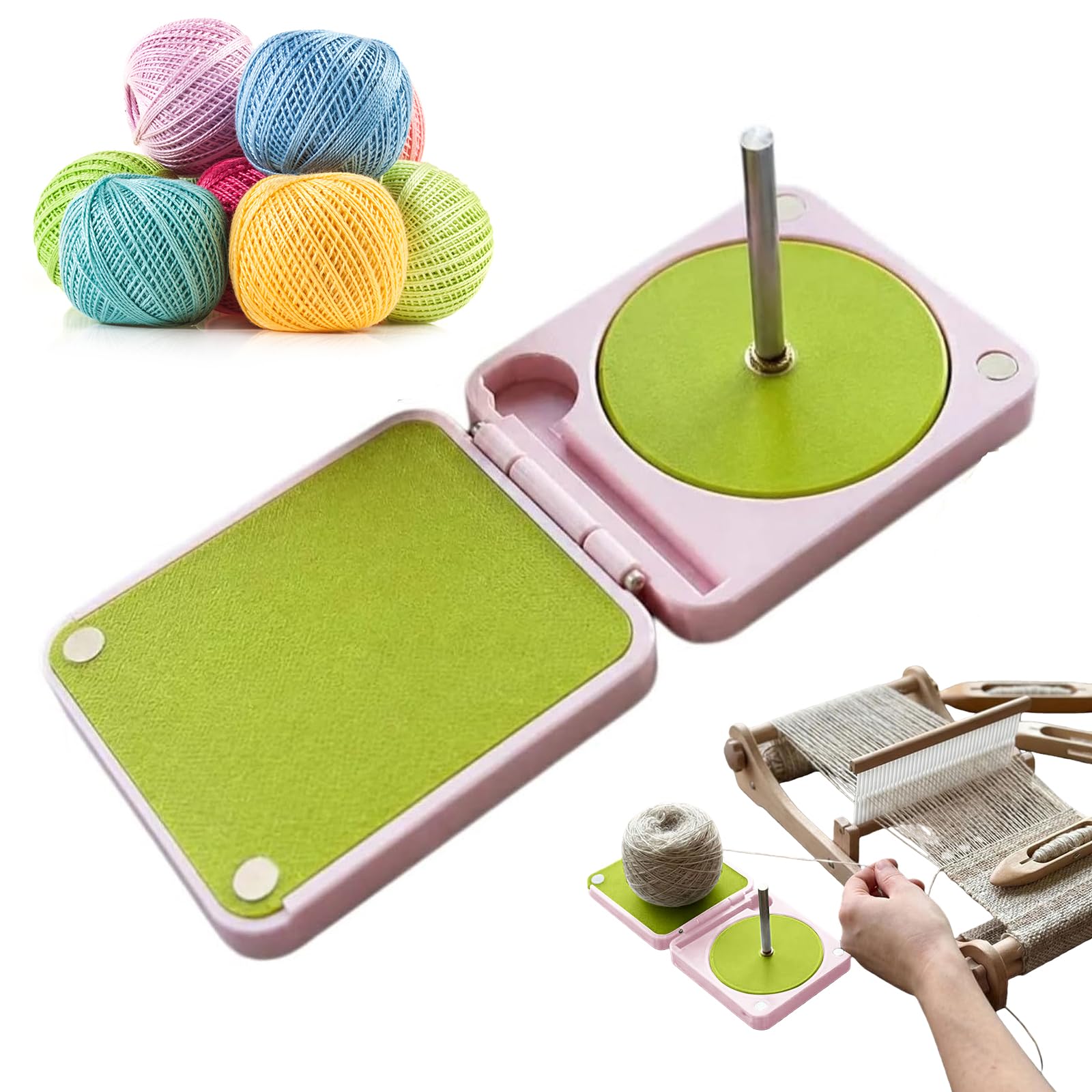 Portable Yarn Holder for Crochet & Knitting, 2026 New Rotating Double Yarn Spinner Dispenser Box, Foldable Travel Yarn Dispenser for Women Beginners Knitters Crocheters Gifts