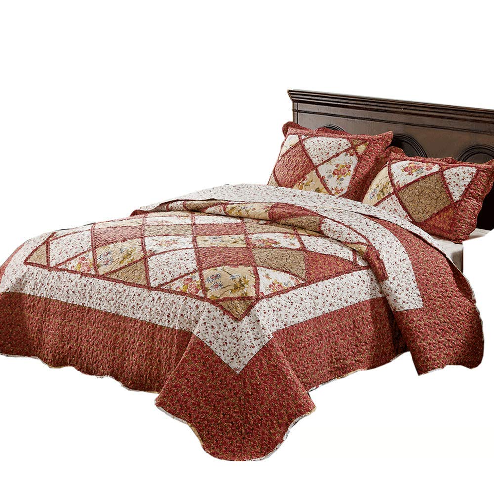 Farmhouse Tagesdecke King-Size 304x304 Cm, 100% Baumwolle – Mit 2 Kissenbezügen, Gestreift, Übergröße