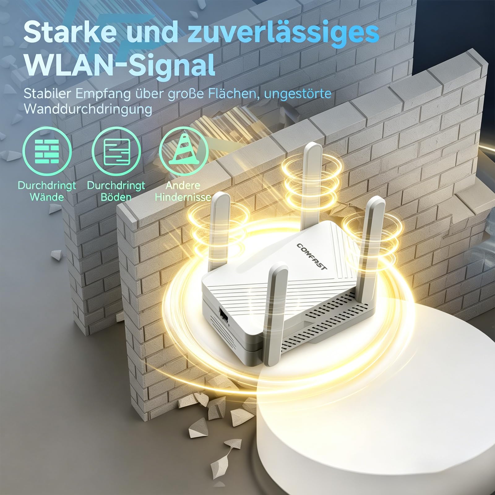 COMFAST WLAN-Verstärker 3600Mbps WiFi7 WLAN Repeater, WPS, MU-MIMO & OFDMA