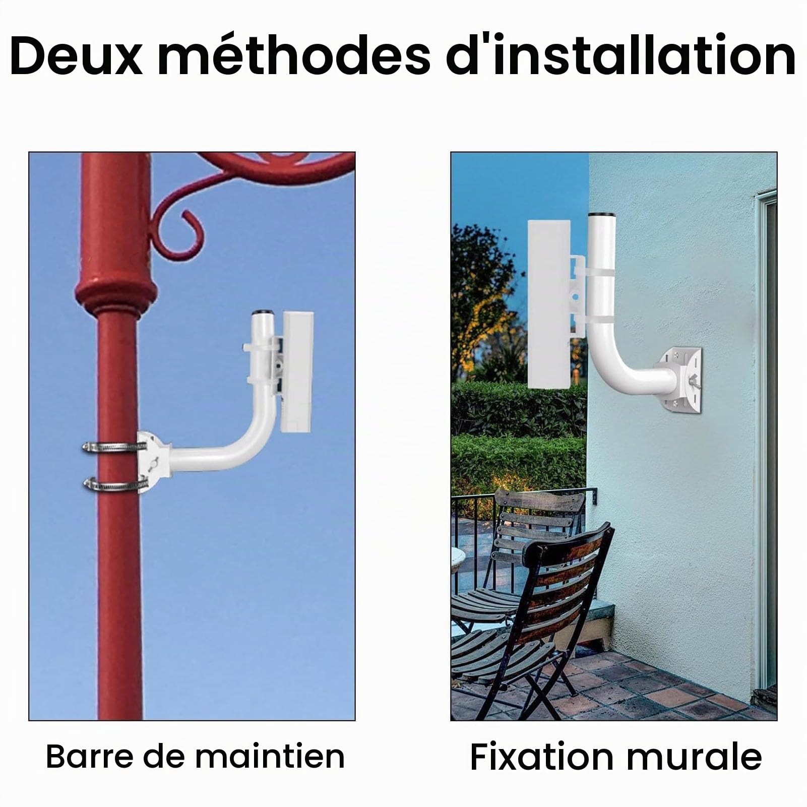 Support de Pont sans Fil, 2 Pièces, Accessoire de Montage sur Poteau en J Réglable à 150 ° en Acier Inoxydable pour Antenne Extérieure, Point D'accès AP et CPE
