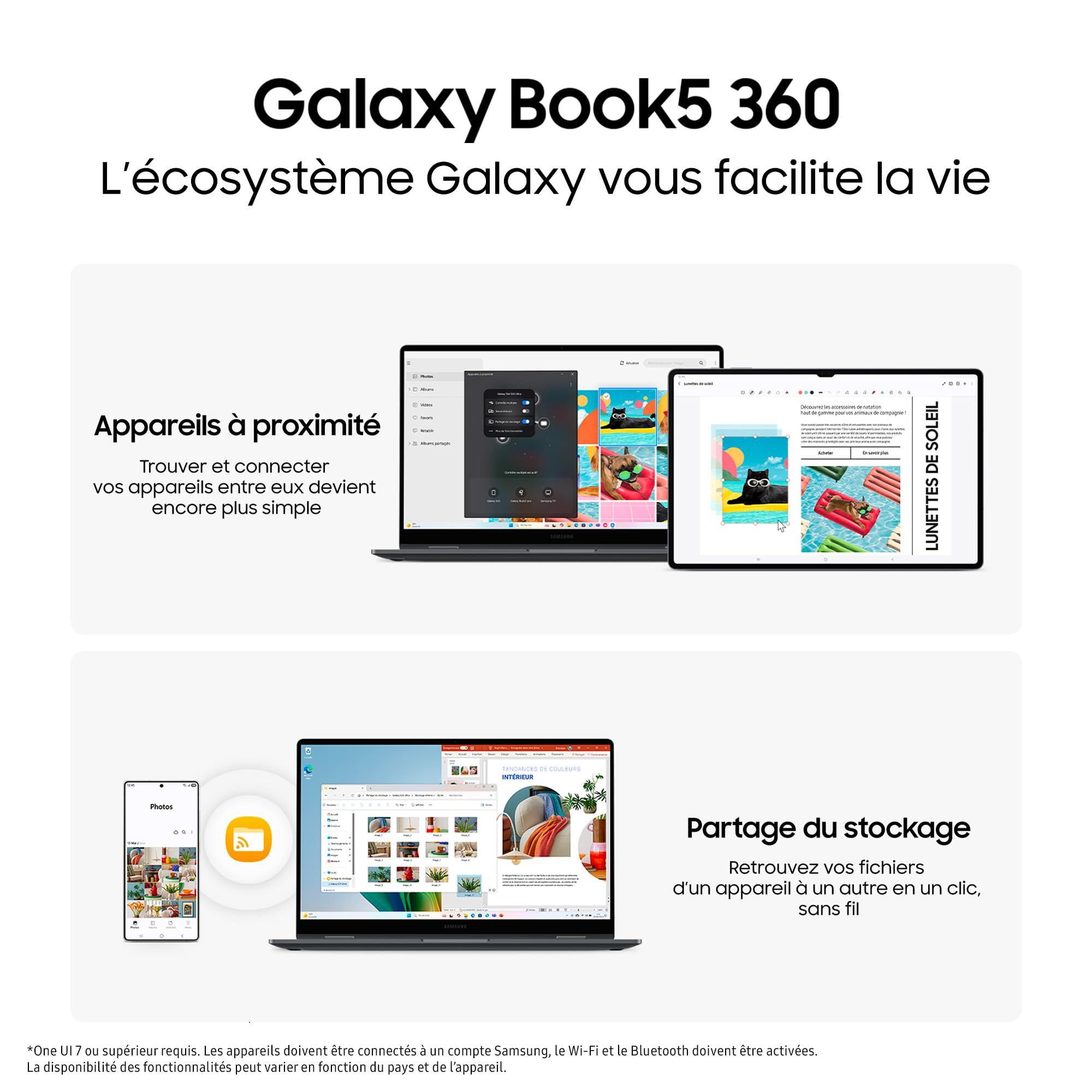 Samsung Galaxy Book5 360 15.6", Copilot+PC, Ordinateur Portable avec IA, Processeur Intel Core Ultra 7, Mémoire 16Go RAM, Stockage 1To, Clavier AZERTY FR, Anthracite