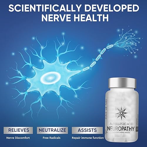 Miniatura 4 de Suplemento de neuropatía con 600 mg de ácido alfa lipoico por porción, 120 cápsulas para comodidad nerviosa en manos, dedos, pies y pies, suministro