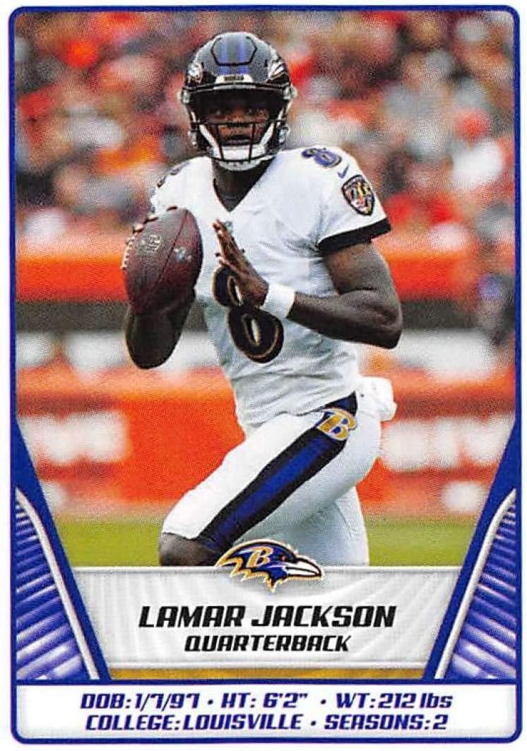 2019 NFL Stickers Collection #99 Lamar Jackson Baltimore Ravens (Small, Thin, Peelable Official Panini Sticker Football Card)