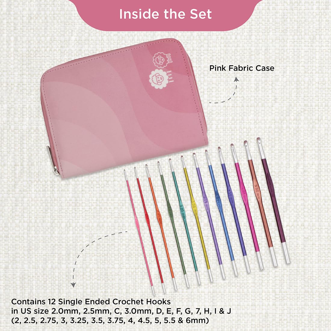 KnitPro Zing Grande Single-Ended Crochet Hook Set, Multicolour, 2.00mm to 6.00mm - Image 2