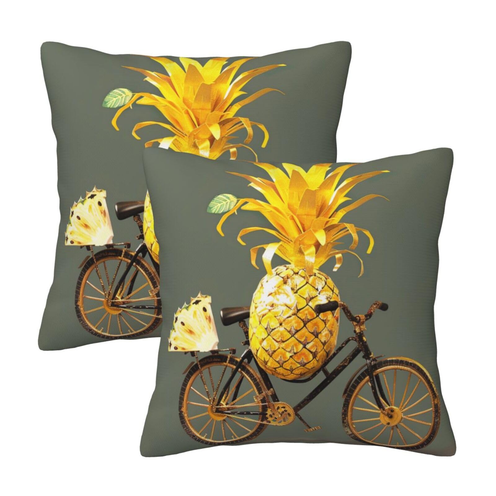 kkvhhyuo Pineapple Print Pillow Covers Set of 2, Square Decorative Cushion Covers with Hidden Zipper, Throw Pillow Cases for Living Room Sofa Bed Chair, 45x45 cm