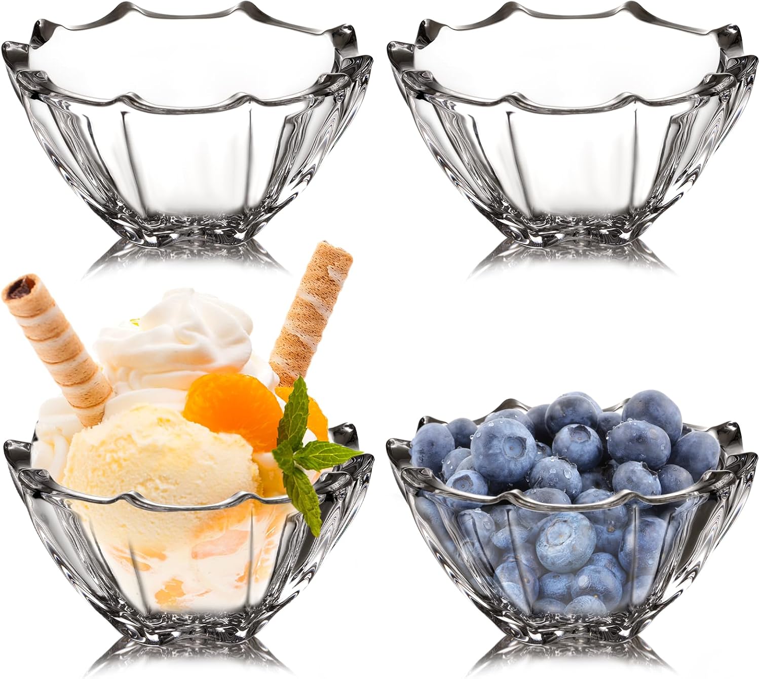 NUTRIUPS Small Glass Bowls Set, Mini Dessert Bowls Set for Small Portion Food, Dessert and Snack (4 Inch, 4 Pack)