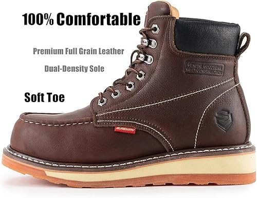 Miniatura 2 de SUREWAY 6" Men's Heavy Duty SoftCompositeSteel Toe Work BootsShoes for Men,Goodyear Welt Comfortable Durable Construction Boot,Superior