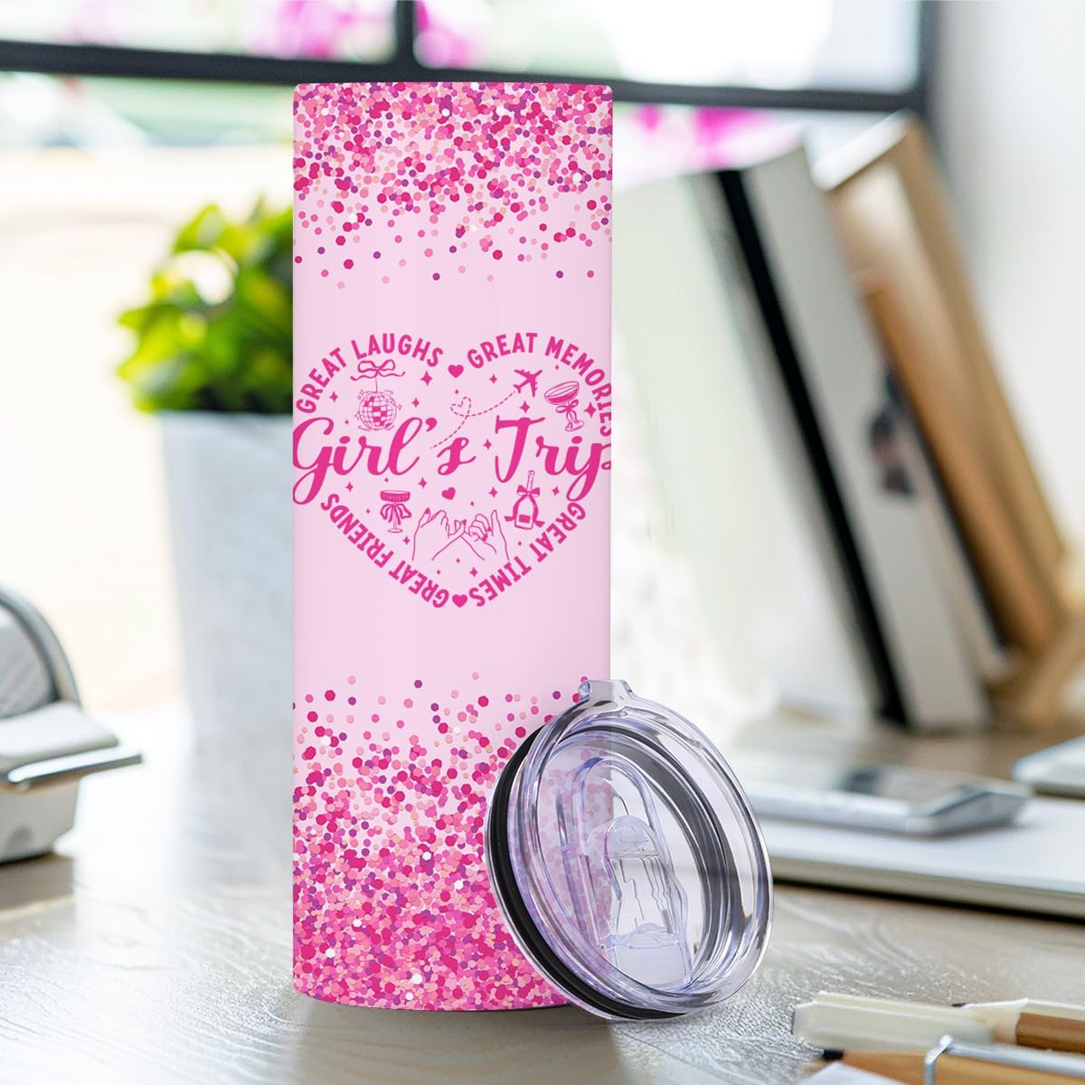 4 PCs Girls Trip 20oz Stainless Steel Tumbler, Girls Trip Gifts Favors Straight Skinny Coffee Mug, Insulated Tumblers Cups Weekend Gifts for Friendship Vacation Bachelorette Party - Image 3