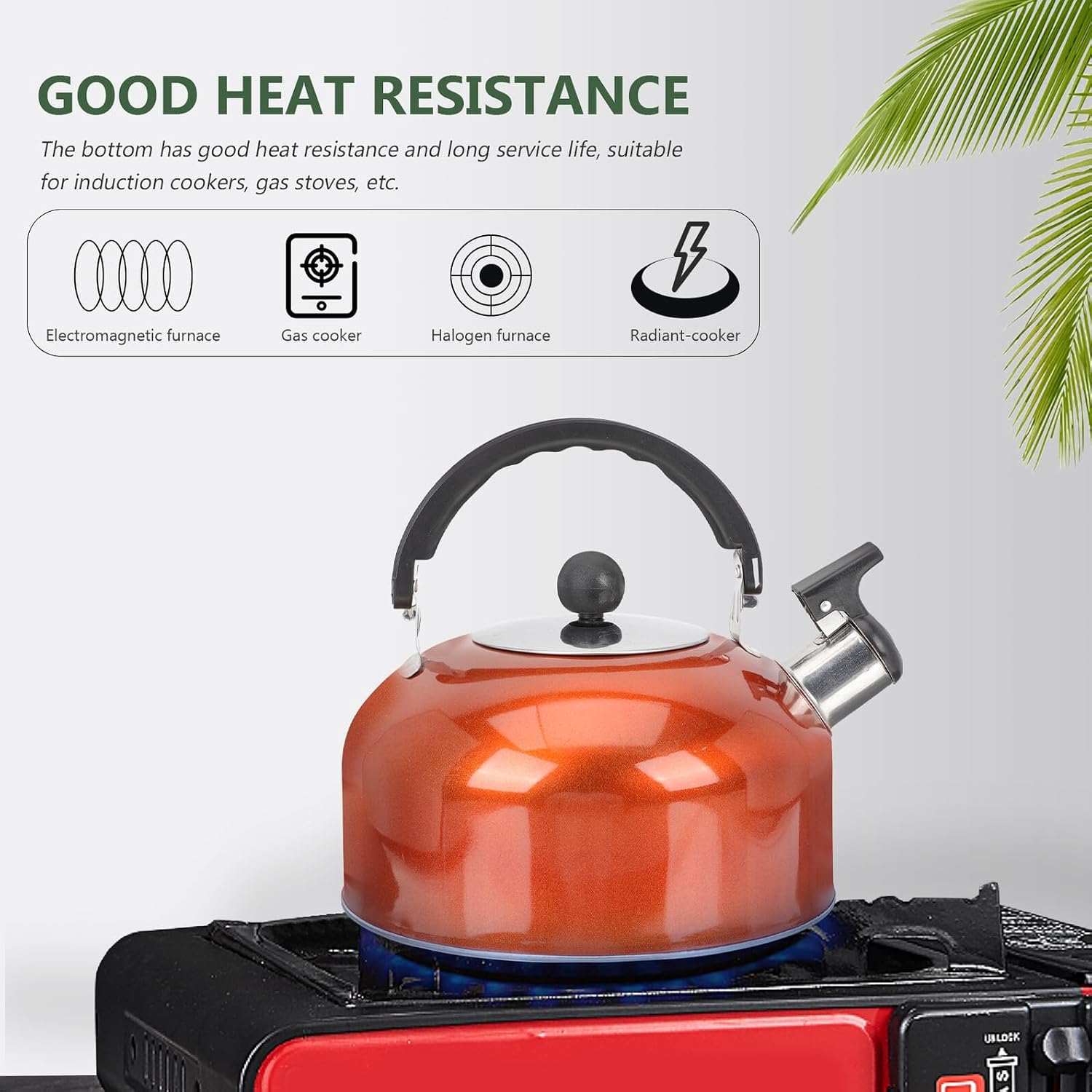 Generic Stovetop Whistling Water Kettle Stainless Steel Loud Teapot Comfortable Plastic Handle and Heat Resistant Base for Gas Stove